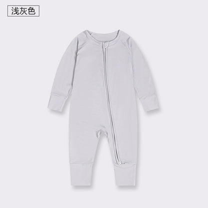 Foreign trade children's clothing bamboo fiber baby jumpsuit spring and summer baby zipper pajamas newborn clothes baby clothes