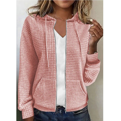 2023 European and American cross-border women's clothing Amazon independent station AliExpress zipper hooded cardigan long-sleeved sweatshirt jacket