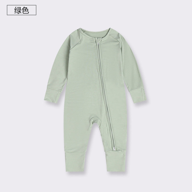 Foreign trade children's clothing bamboo fiber baby jumpsuit spring and summer baby zipper pajamas newborn clothes baby clothes