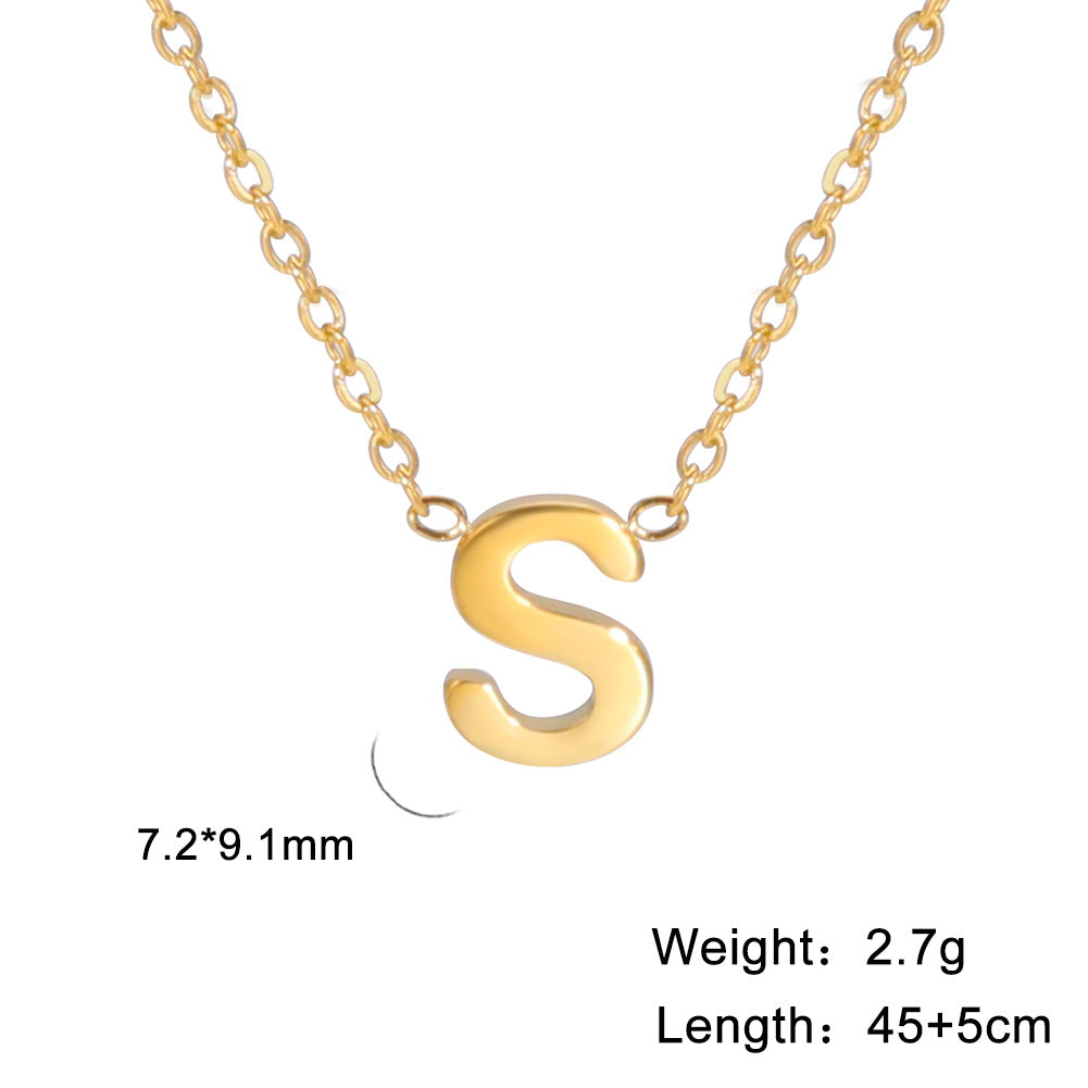 Hot selling 26 letters welded gold 18k real gold electroplated non-fading jewelry 304 material stainless steel necklace