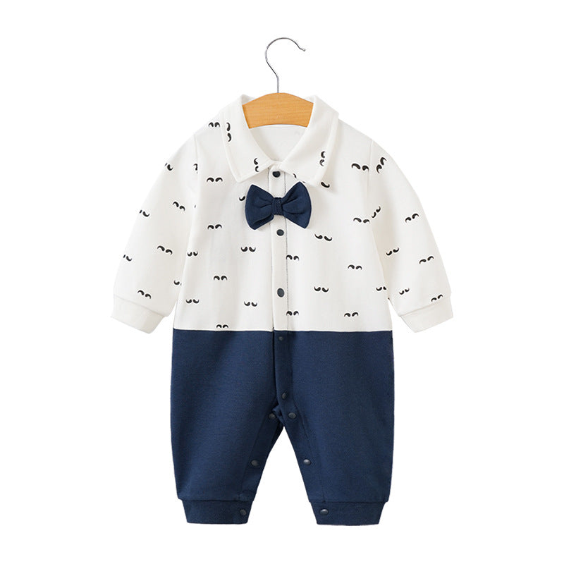 Baby jumpsuit spring and autumn newborn one-year-old full-moon clothes long-sleeved baby gentleman dress cross-border children's clothing