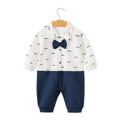 Baby jumpsuit spring and autumn newborn one-year-old full-moon clothes long-sleeved baby gentleman dress cross-border children's clothing