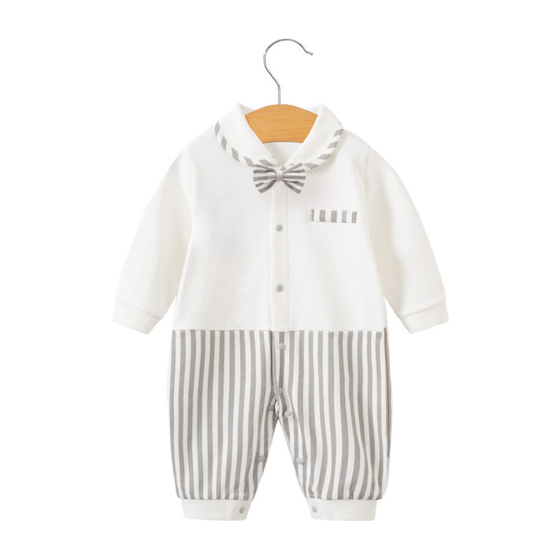 Baby jumpsuit spring and autumn newborn one-year-old full-moon clothes long-sleeved baby gentleman dress cross-border children's clothing