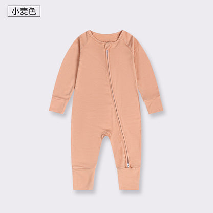 Foreign trade children's clothing bamboo fiber baby jumpsuit spring and summer baby zipper pajamas newborn clothes baby clothes