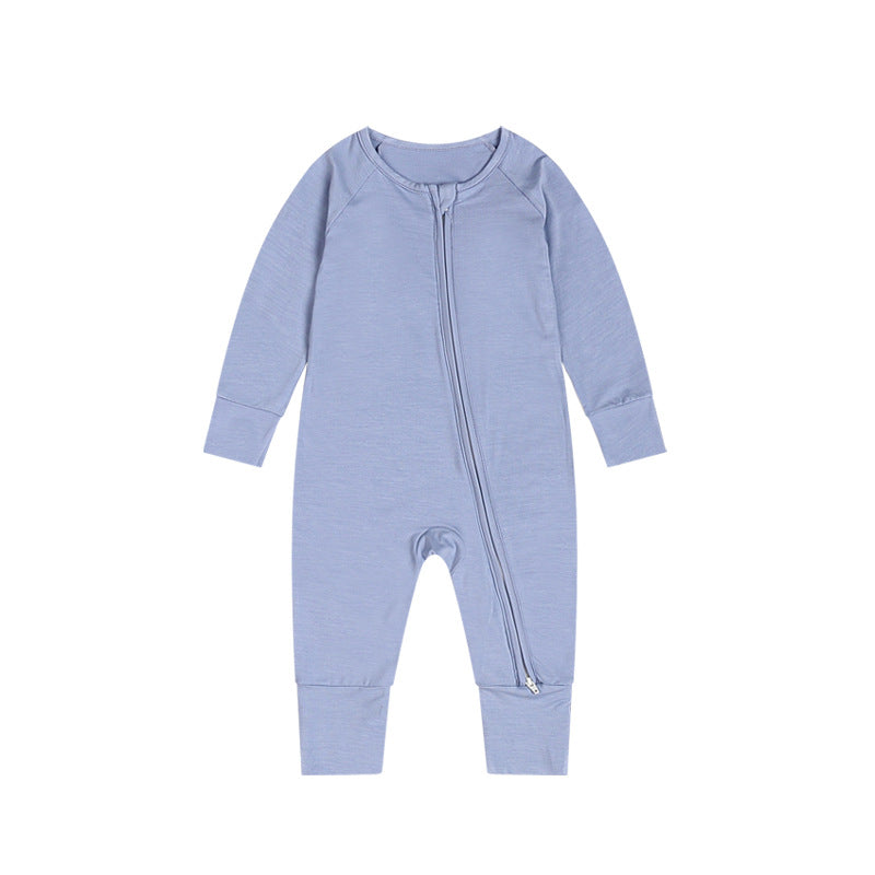 Foreign trade children's clothing bamboo fiber baby jumpsuit spring and summer baby zipper pajamas newborn clothes baby clothes