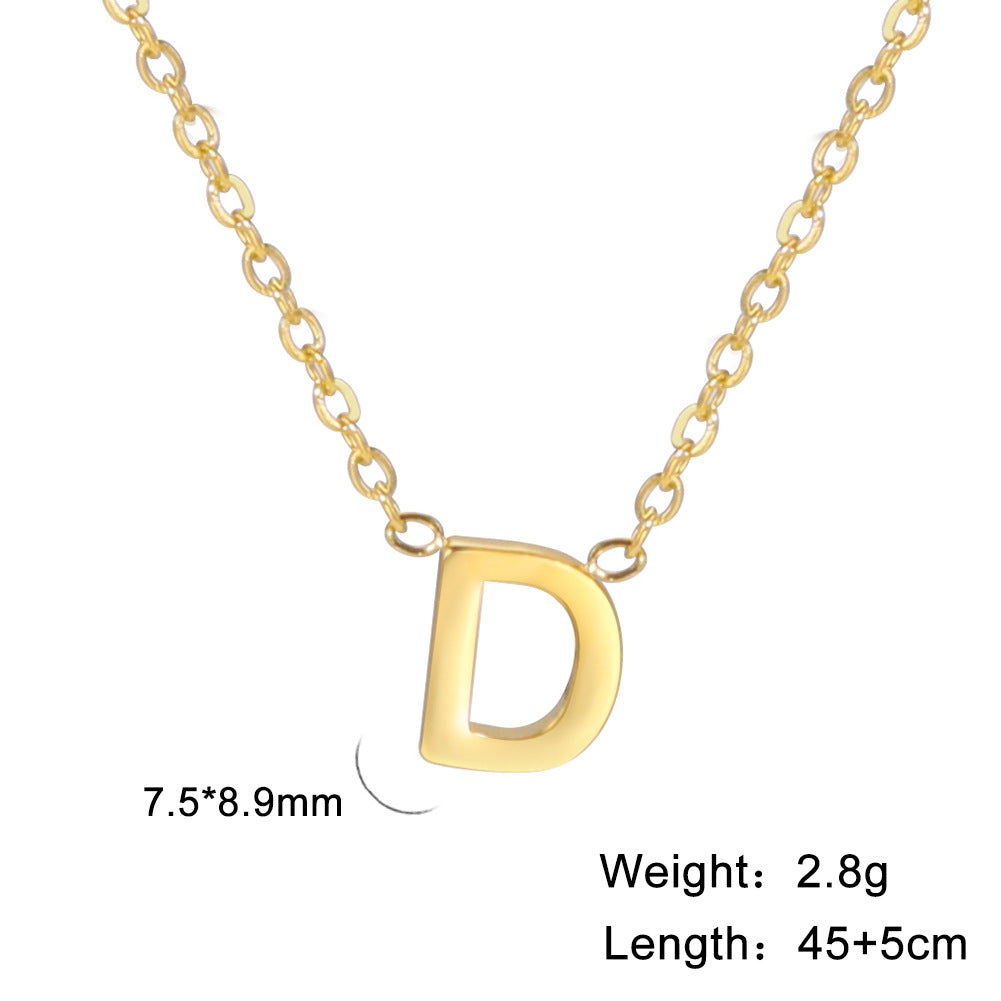 Hot selling 26 letters welded gold 18k real gold electroplated non-fading jewelry 304 material stainless steel necklace