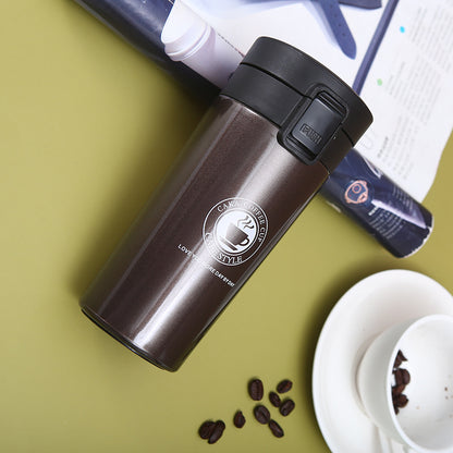 304 stainless steel first-generation coffee cup portable lock car water cup business office pop-up lid thermos cup customization