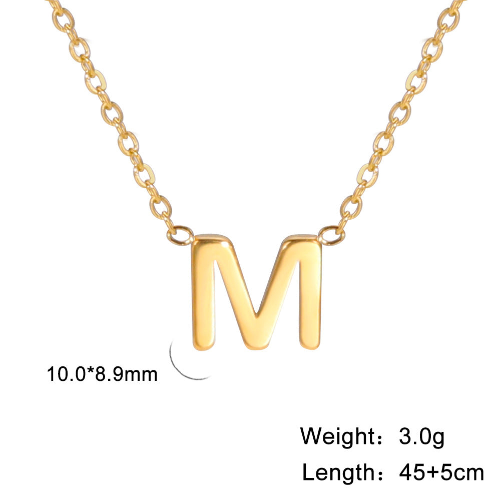 Hot selling 26 letters welded gold 18k real gold electroplated non-fading jewelry 304 material stainless steel necklace