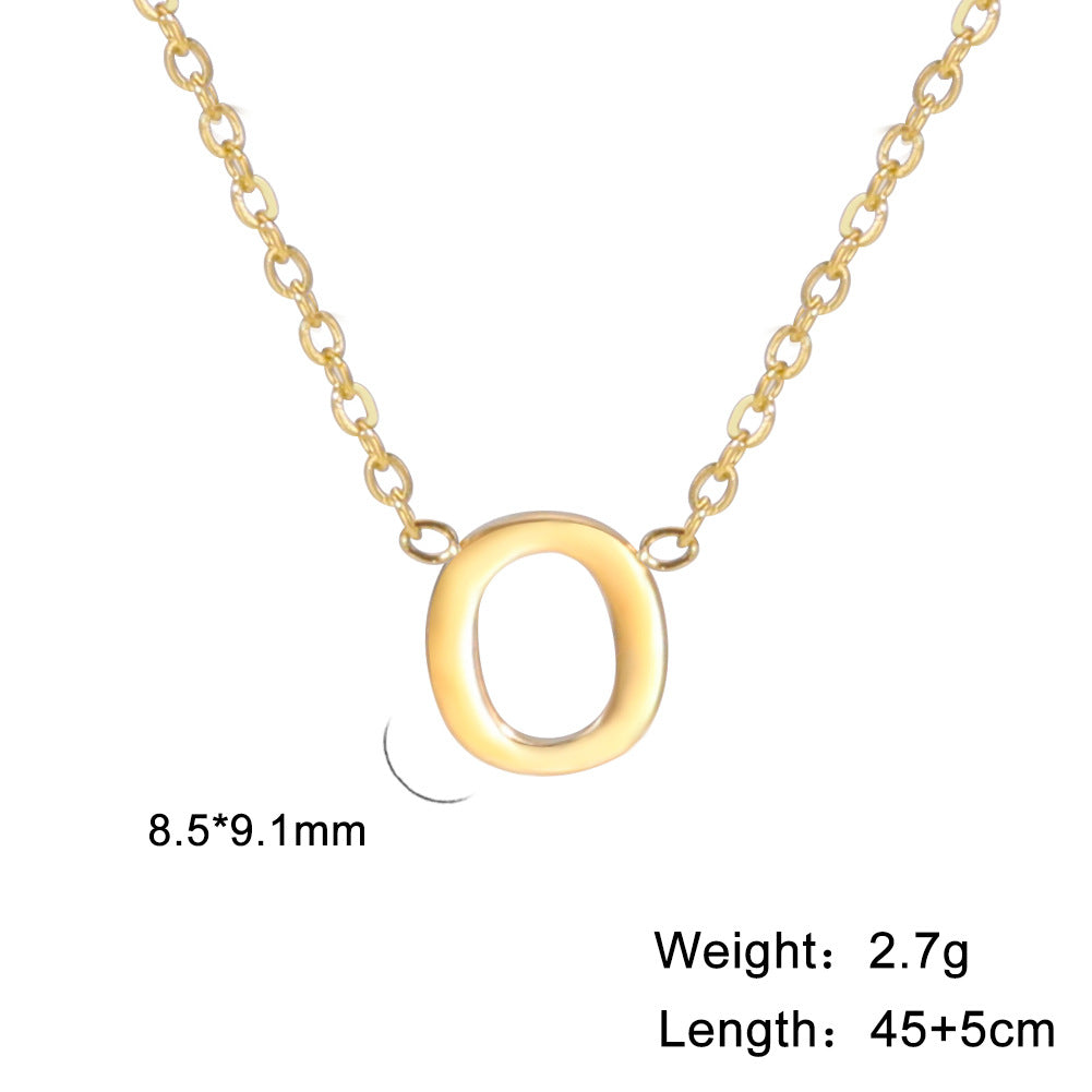 Hot selling 26 letters welded gold 18k real gold electroplated non-fading jewelry 304 material stainless steel necklace