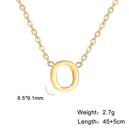 Hot selling 26 letters welded gold 18k real gold electroplated non-fading jewelry 304 material stainless steel necklace