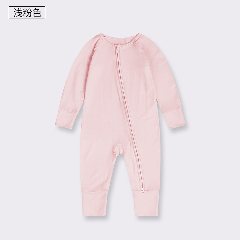 Foreign trade children's clothing bamboo fiber baby jumpsuit spring and summer baby zipper pajamas newborn clothes baby clothes