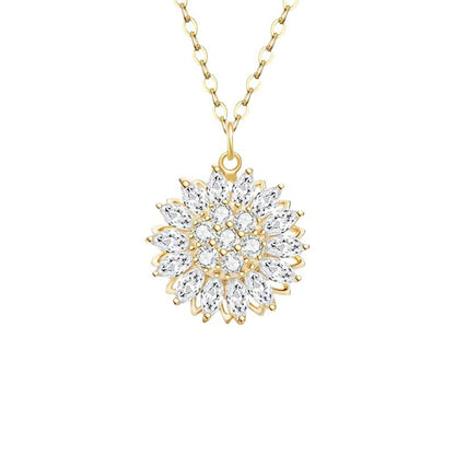 Super flash sunflower rotating necklace micro-encrusted zirconium sunflower pendant niche design transfer Douyin popular wholesale