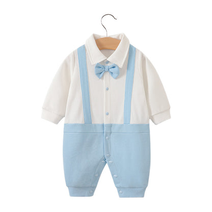 Baby jumpsuit spring and autumn newborn one-year-old full-moon clothes long-sleeved baby gentleman dress cross-border children's clothing