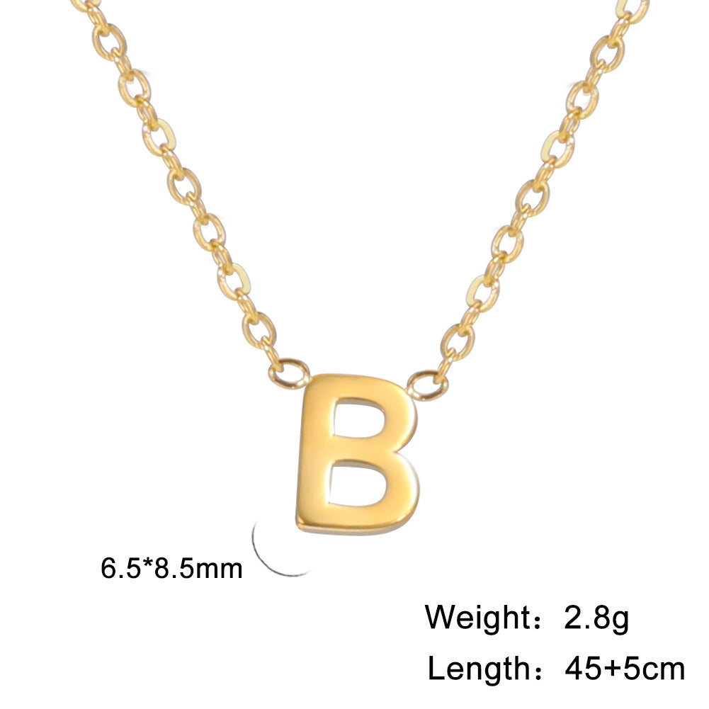 Hot selling 26 letters welded gold 18k real gold electroplated non-fading jewelry 304 material stainless steel necklace