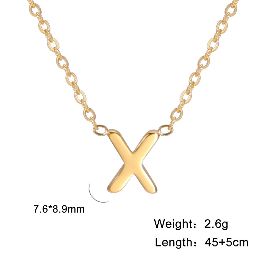 Hot selling 26 letters welded gold 18k real gold electroplated non-fading jewelry 304 material stainless steel necklace