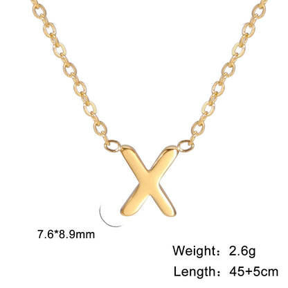 Hot selling 26 letters welded gold 18k real gold electroplated non-fading jewelry 304 material stainless steel necklace