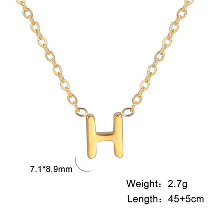 Hot selling 26 letters welded gold 18k real gold electroplated non-fading jewelry 304 material stainless steel necklace