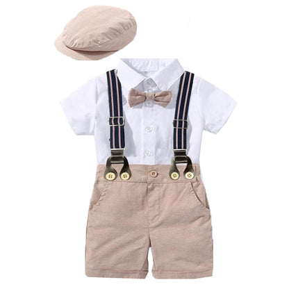 Cross-border summer new baby boy gentleman dress printed romper baby triangle romper one piece on behalf of