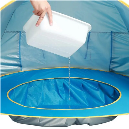 ocean pool tent for babies in use