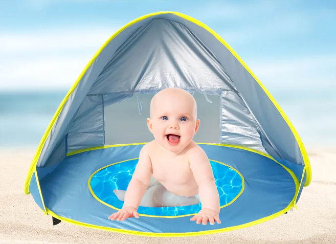 Ocean Pool Tent for Babies in use